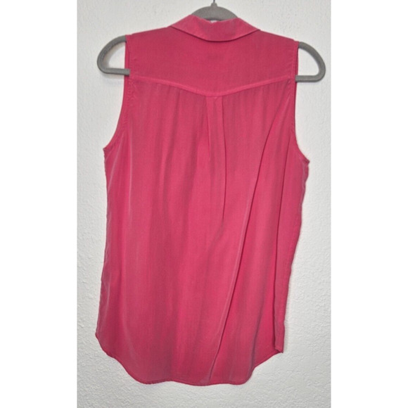 Equipment Femme Women Signature Silk Blouse Medium Pink Button Up Sleeveless Top - Picture 7 of 9